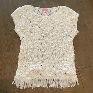 Lilly Pulitzer crochet sweater top, size XS, white